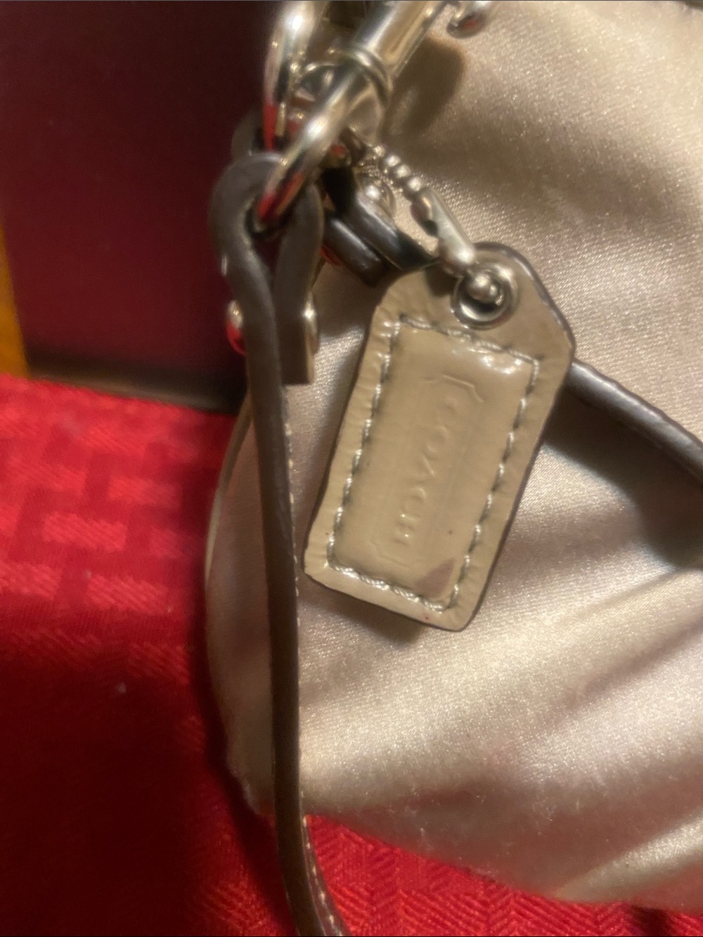Coach Metallic Taupe Satin Wristlet with Gold Hardware - Picture 4 of 13